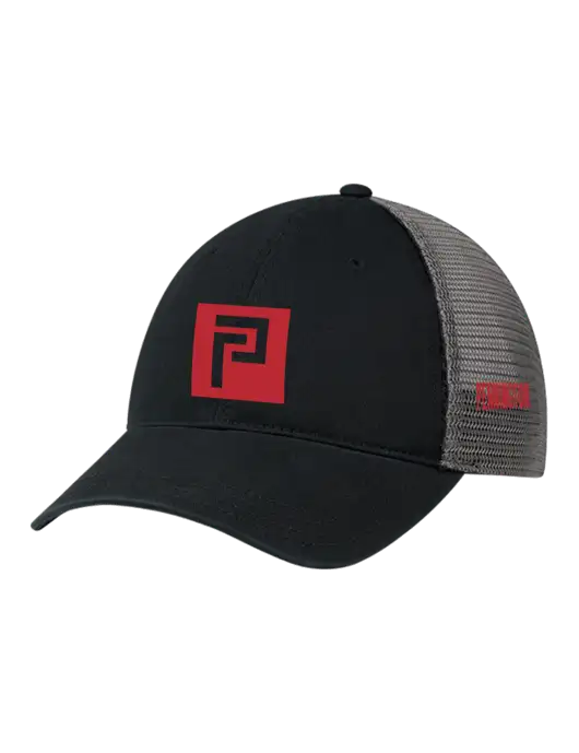 Richardson 111 Garment Washed Trucker Cap Black w/Charcoal Mesh w/Pennington Icon Logo, Pennington Logo
