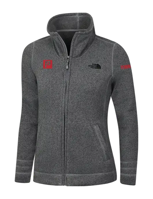 North Face Womens Medium Grey Heather Sweater Fleece Jacket w/Pennington Icon Logo, Pennington Logo
