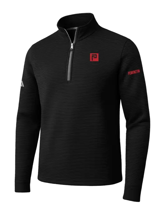 Adidas Black Spacer Quarter-Zip Pullover w/Pennington Icon Logo, Pennington Logo