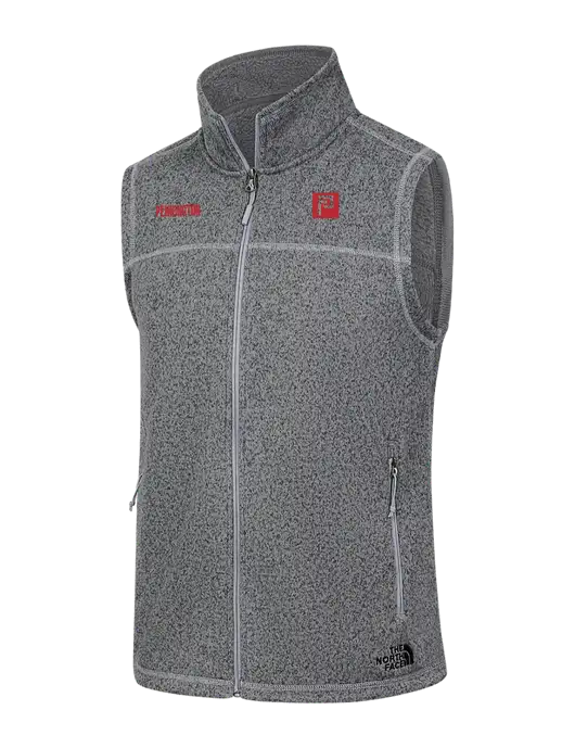 North Face Medium Grey Heather Sweater Fleece Vest w/Pennington Icon Logo, Pennington Logo