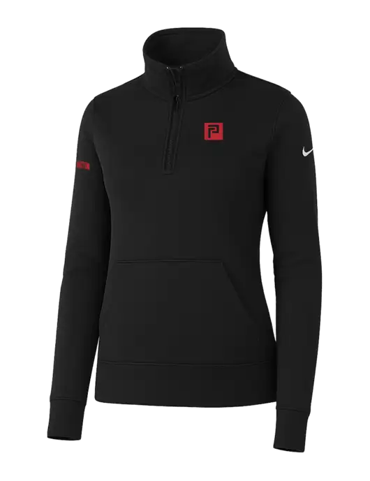 Nike Womens Black Club Fleece Sleeve Swoosh 1/2-Zip w/Pennington Icon Logo, Pennington Logo