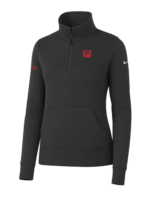 Nike Womens Dark Grey Club Fleece Sleeve Swoosh 1/2-Zip w/Pennington Icon Logo, Pennington Logo