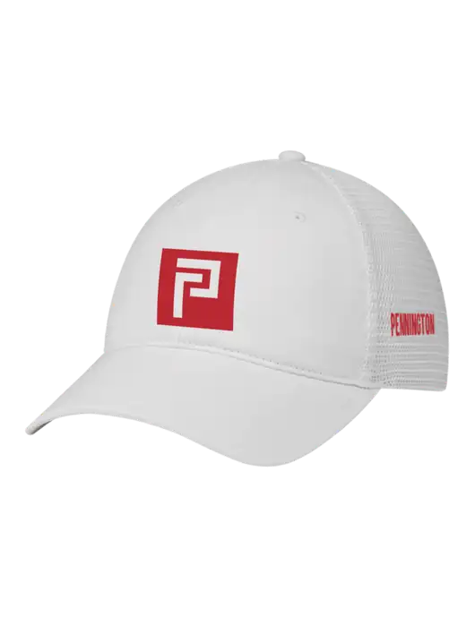 Richardson 111 Garment Washed Trucker Cap White w/White Mesh w/Pennington Icon Logo, Pennington Logo