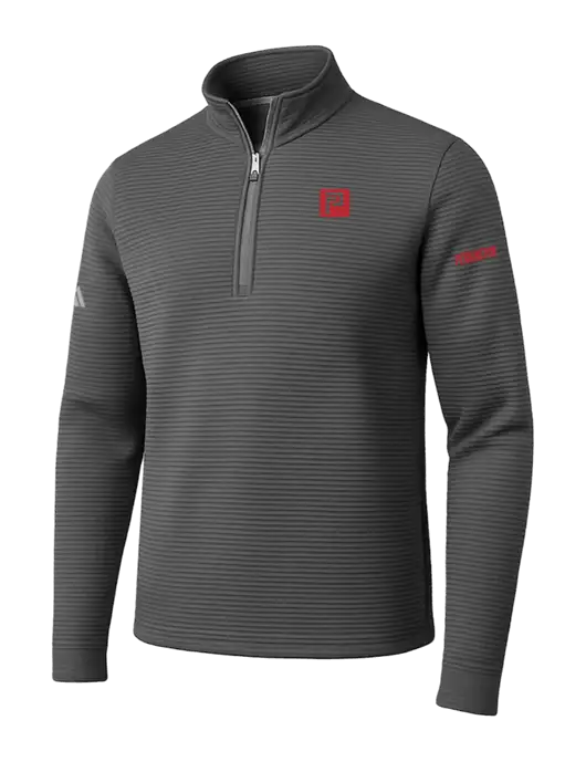 Adidas Medium Grey Spacer Quarter-Zip Pullover w/Pennington Icon Logo, Pennington Logo