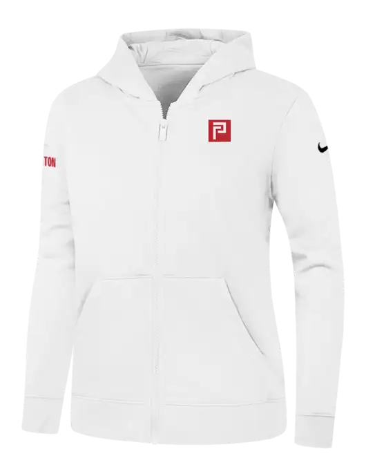 Nike Womens Club Fleece Sleeve Swoosh Full-Zip White Hoodie w/Pennington Icon Logo, Pennington Logo