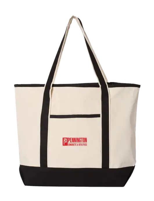Natural/Black Large Canvas Deluxe Tote w/Pennington Logo