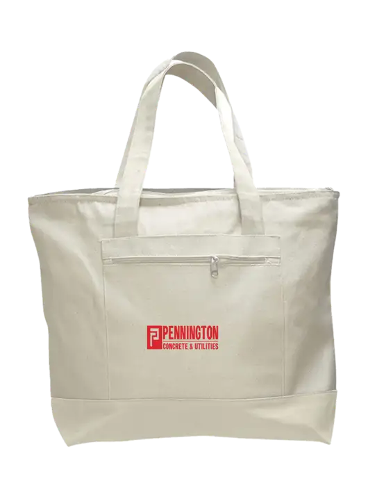 Natural Zippered Tote  w/Pennington Logo