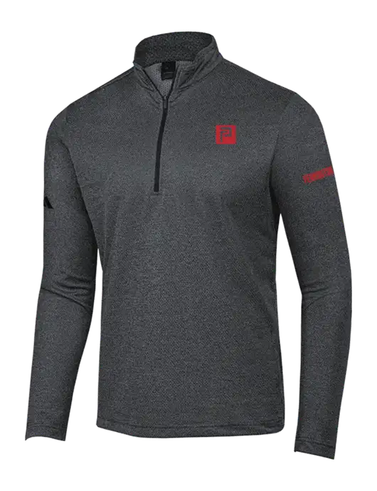 Adidas Black Melange Space Dyed Quarter-Zip Pullover w/Pennington Icon Logo, Pennington Logo