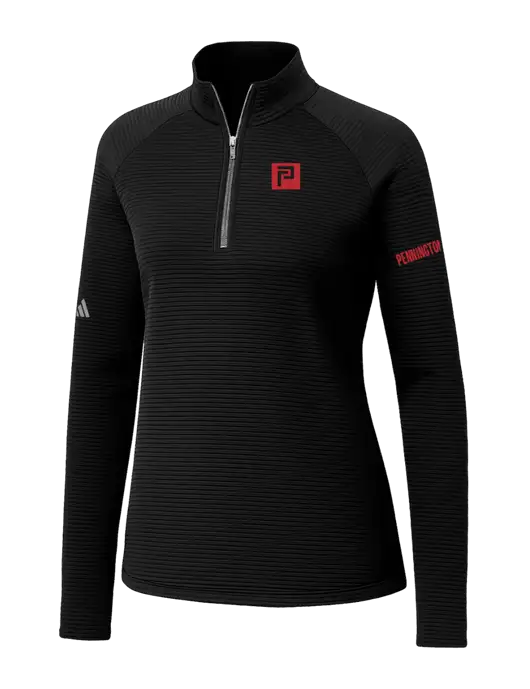 Adidas Womens Black Spacer Quarter-Zip Pullover  w/Pennington Icon Logo, Pennington Logo
