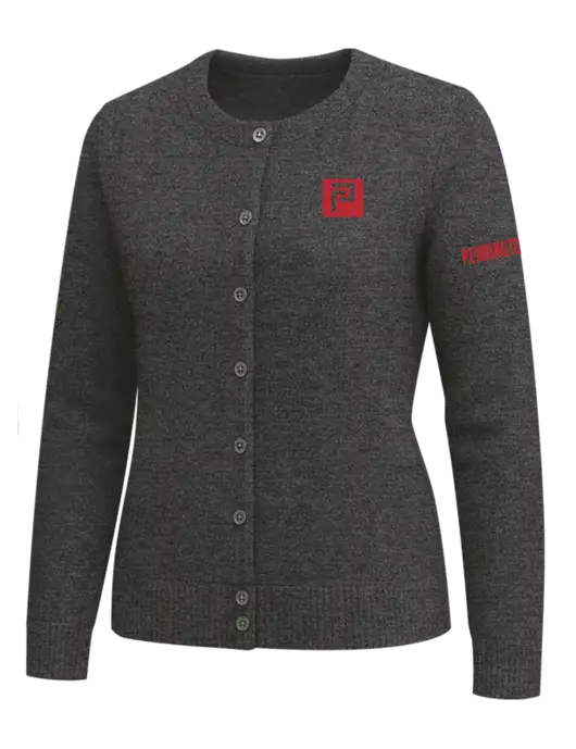 Brooks Brothers Womens Dark Grey Heather Washable Merino Cardigan Sweater w/Pennington Icon Logo, Pennington Logo