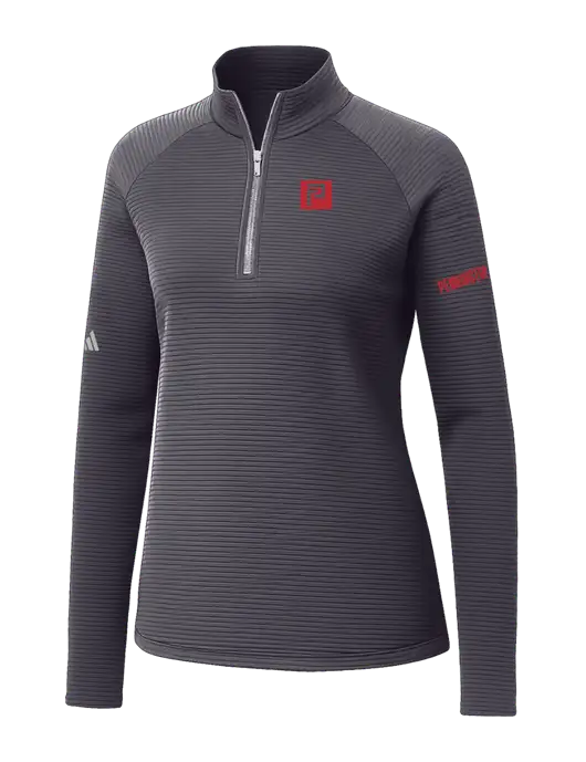 Adidas Womens Medium Grey Spacer Quarter-Zip Pullover  w/Pennington Icon Logo, Pennington Logo