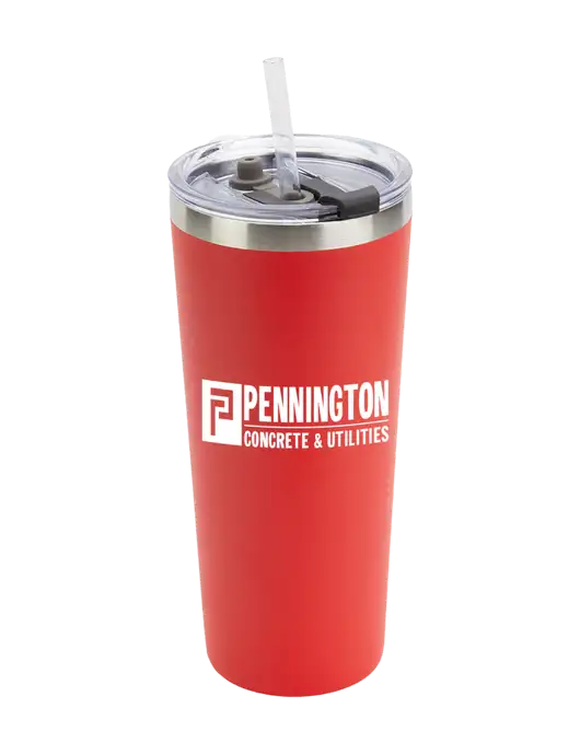 Brighton Red 20 oz Insulated Tumbler & Straw w/Pennington Logo