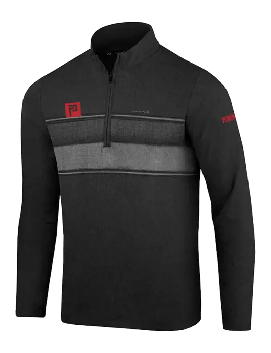 TravisMathew Black Balboa Chest Stripe Quarter Zip w/Pennington Icon Logo, Pennington Logo