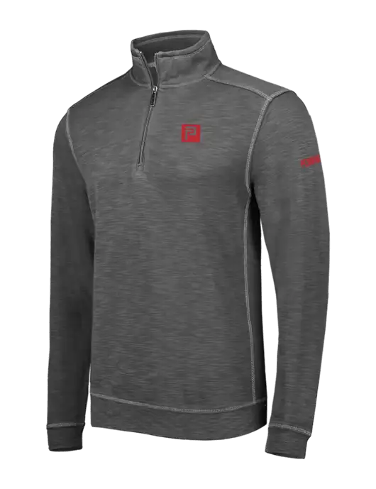 Tommy Bahama Dark Grey Tobago Bay 1/2 Zip w/Pennington Icon Logo, Pennington Logo