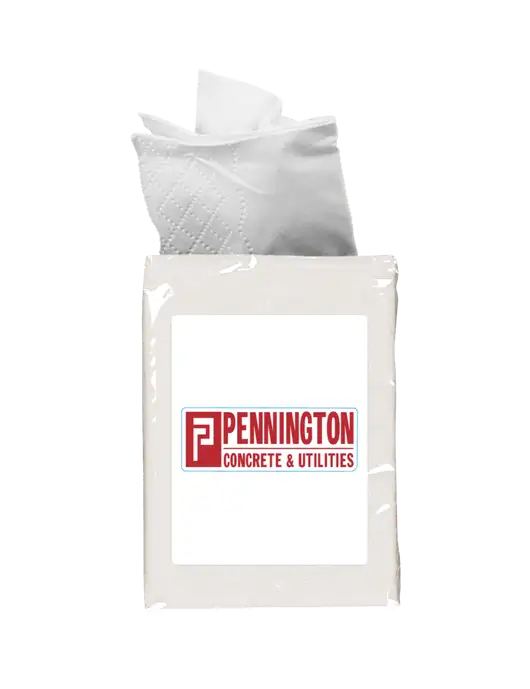 White Mini Tissue Packet w/Pennington Logo