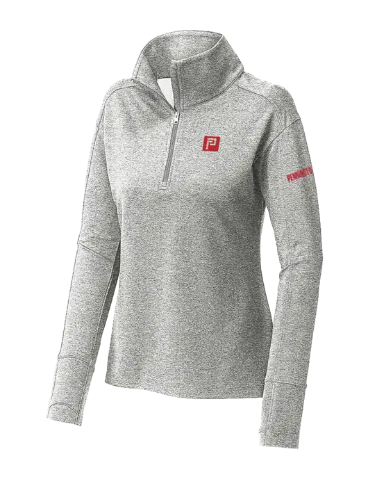 Womens Sport-Wick Flex Fleece Light Grey Heather 1/4-Zip w/Pennington Icon Logo, Pennington Logo