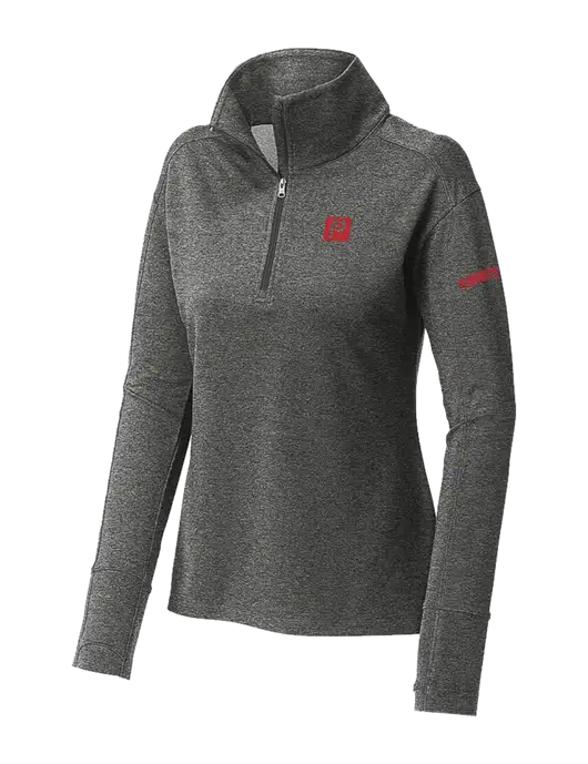 Womens Sport-Wick Flex Fleece Dark Grey Heather 1/4-Zip w/Pennington Icon Logo, Pennington Logo