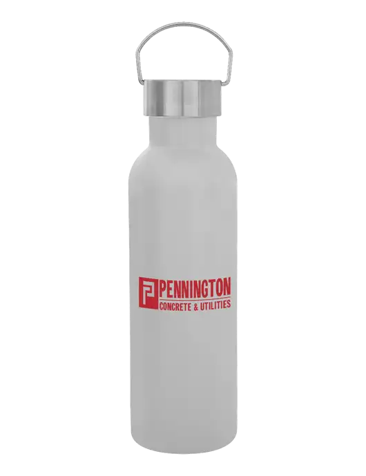 28 oz White Bubbli Stainless Steel Bottle w/Pennington Logo