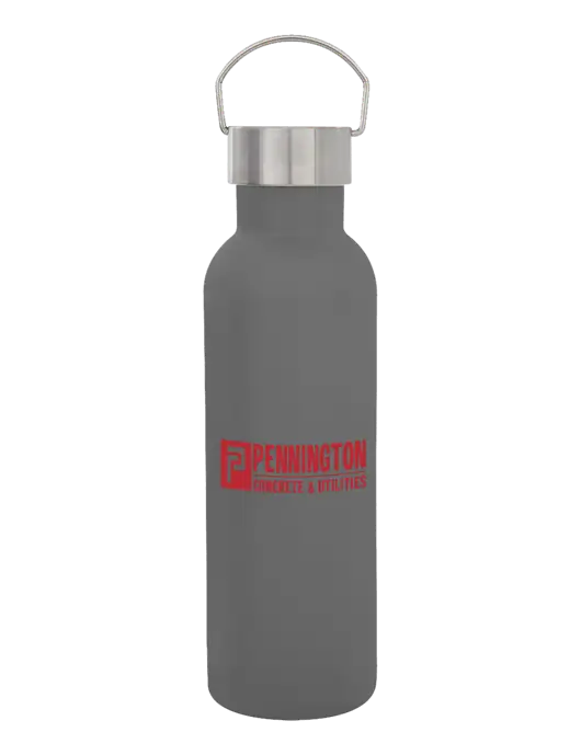 28 oz Medium Grey Bubbli Stainless Steel Bottle w/Pennington Logo