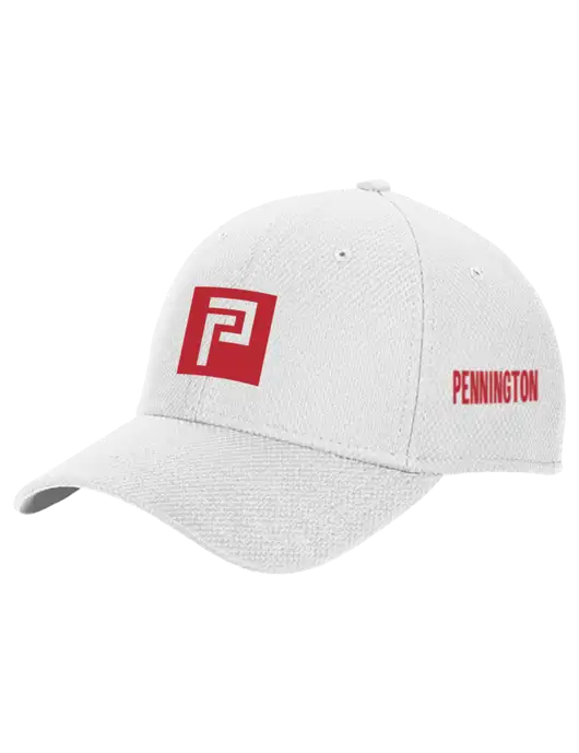 New Era Diamond Era White Stretch Cap w/Pennington Icon Logo, Pennington Logo