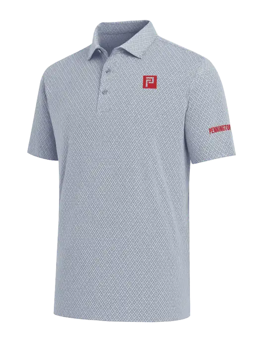 Callaway All-Over Stitched Medium Grey Chev Polo  w/Pennington Icon Logo, Pennington Logo