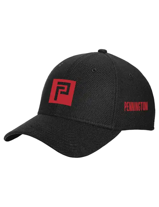New Era Diamond Era Black Stretch Cap w/Pennington Icon Logo, Pennington Logo