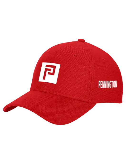New Era Diamond Era Red Stretch Cap w/Pennington Icon Logo, Pennington Logo