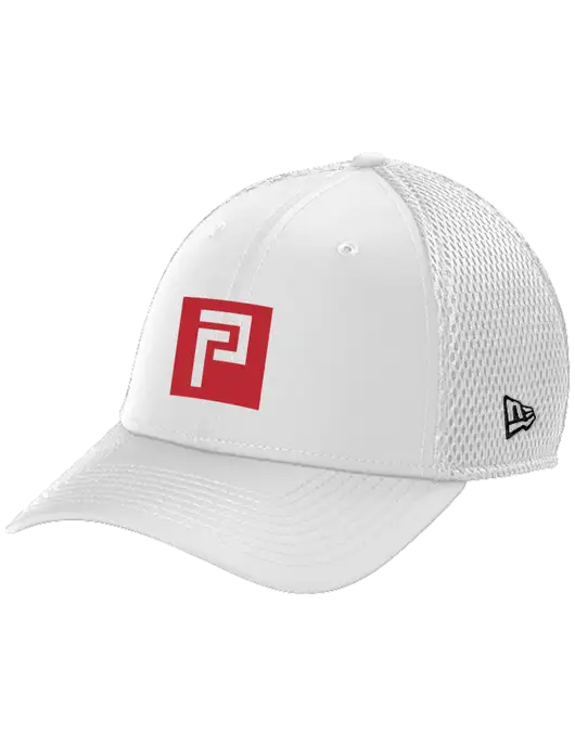 New Era 39THIRTY Performance Stretch White Mesh Cap w/Pennington Icon Logo, Pennington Logo