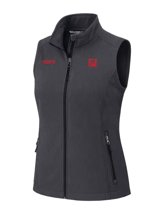 Charcoal Heather Womens Core Soft Shell Vest w/Pennington Icon Logo, Pennington Logo