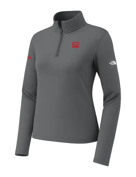 The North Face Womens Aim 1/4-Zip Dark Medium Grey Fleece w/Pennington Icon Logo, Pennington Logo