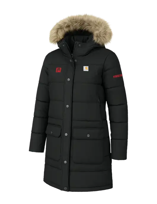 Carhartt Womens Montana Black Insulated Hooded Coat w/Pennington Icon Logo, Pennington Logo