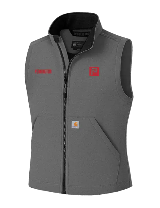 Carhartt Rain Defender Dark Medium Grey Soft Shell Vest w/Pennington Icon Logo, Pennington Logo