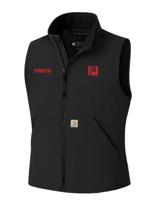 Carhartt Rain Defender Black Soft Shell Vest w/Pennington Icon Logo, Pennington Logo