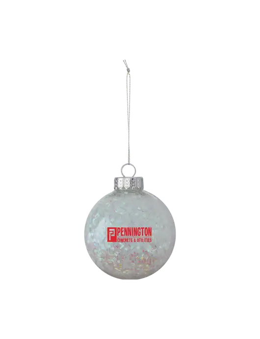 Light Silver Shimmer Sphere Ornament w/Pennington Logo
