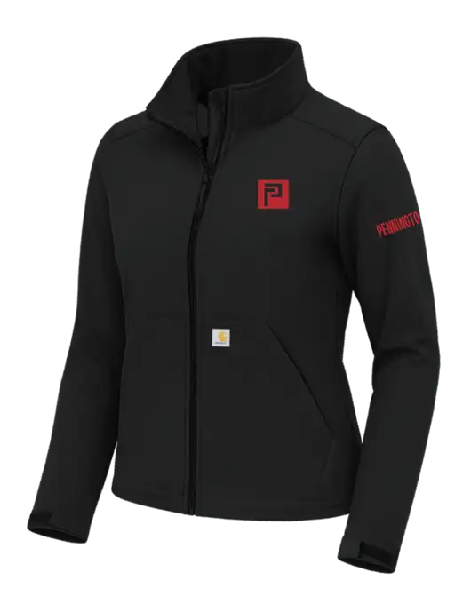 Carhartt Womens Rain Defender Black Soft Shell Jacket w/Pennington Icon Logo, Pennington Logo