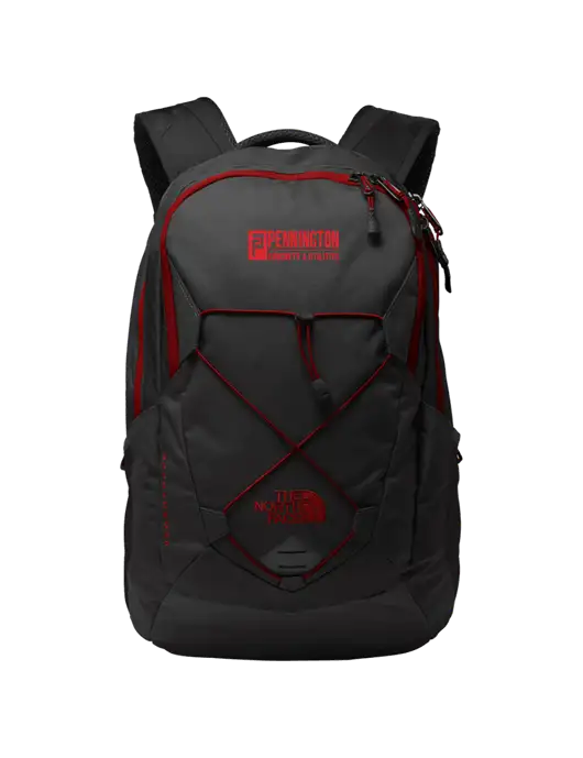 The North Face Very Dark Grey/Red Groundwork Backpack w/Pennington Logo
