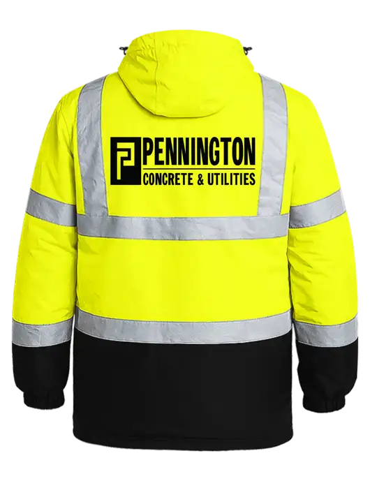 Safety Yellow/ Black ANSI 107 Class 3 Heavyweight Parka w/Pennington Logo, Pennington Icon Logo