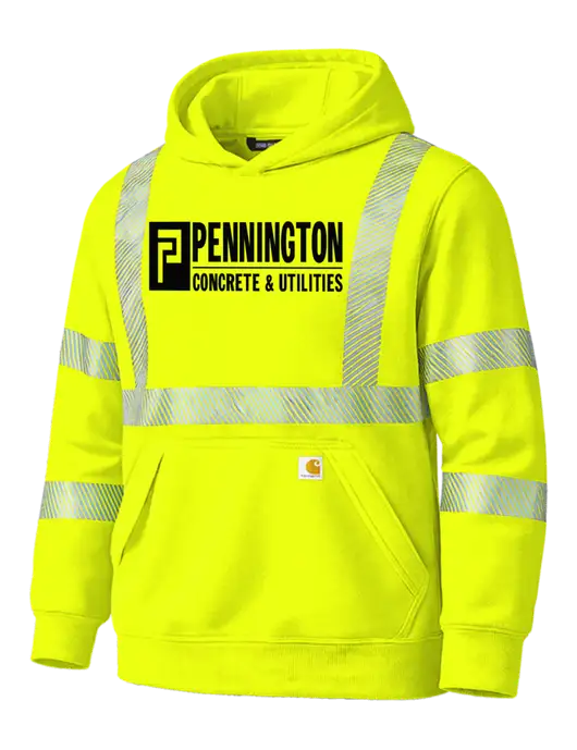 Carhartt Safety Yellow ANSI 107 Class 3 Hooded Sweatshirt w/Pennington Logo