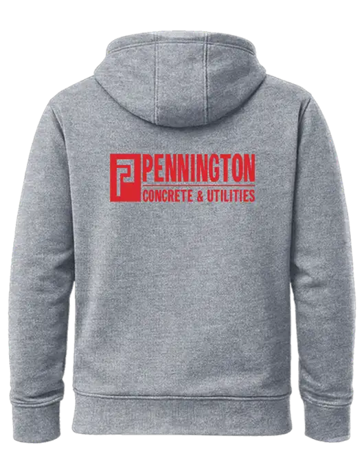 Cornerstone Light Grey Heather Tough Heavyweight Fleece Pullover Hoodie w/Pennington Logo, Pennington Icon Logo