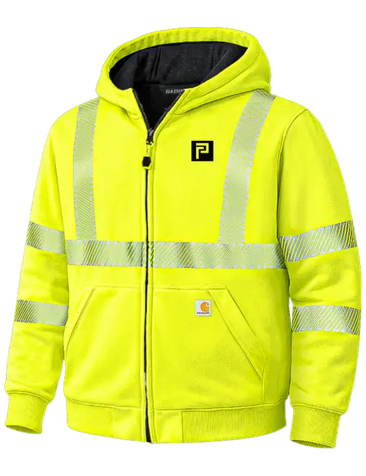 Carhartt Safety Yellow ANSI 107 Class 3 Lined Full-Zip Sweatshirt w/Pennington Icon Logo