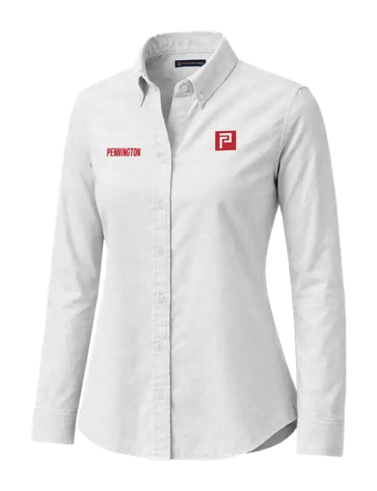 Brooks Brothers Womens Casual White Oxford Cloth Shirt w/Pennington Icon Logo, Pennington Logo