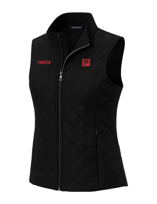 Brooks Brothers Womens Black Quilted Vest w/Pennington Icon Logo, Pennington Logo