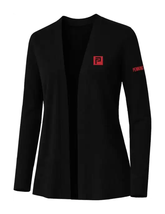 Brooks Brothers Womens Cotton Stretch Long Black Cardigan Sweater w/Pennington Icon Logo, Pennington Logo