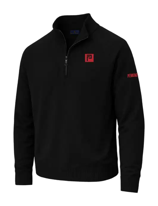 Brooks Brothers Cotton Stretch 1/4-Zip Black Sweater w/Pennington Icon Logo, Pennington Logo