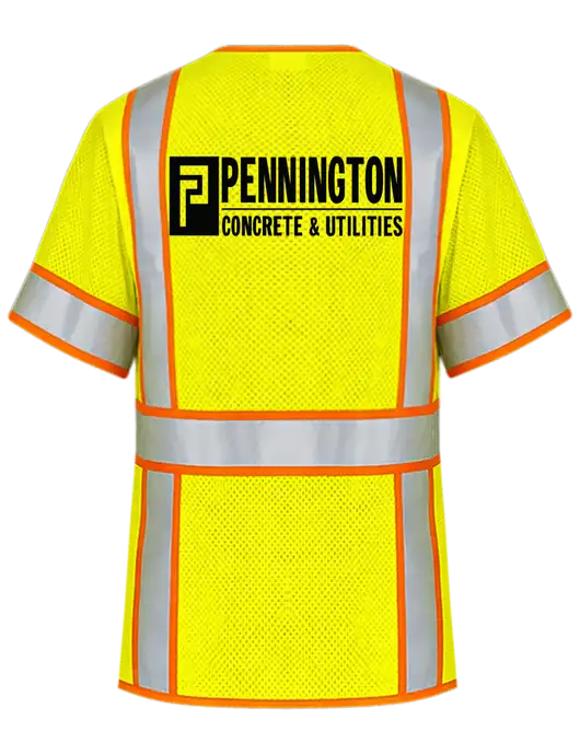 CornerStone ANSI 107 Class 3 Surveyor Mesh Zippered Two-Tone Safety Yellow Short Sleeve Vest w/Pennington Logo