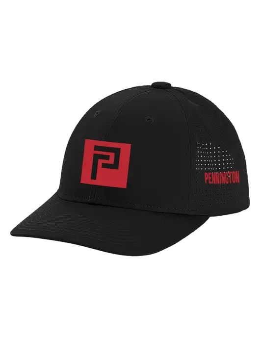 Pro-Cut Structured Snapback with Pinhole Mesh Black Cap w/Pennington Icon Logo, Pennington Logo