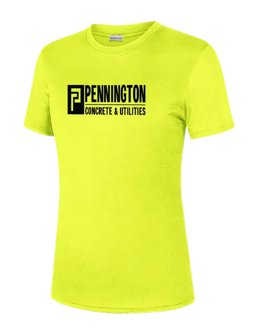 Womens Safety Yellow PosiCharge Competitor Tee w/Pennington Logo