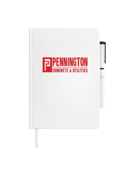 Soft Touch White Journal and Gel Pen Combo w/Pennington Logo