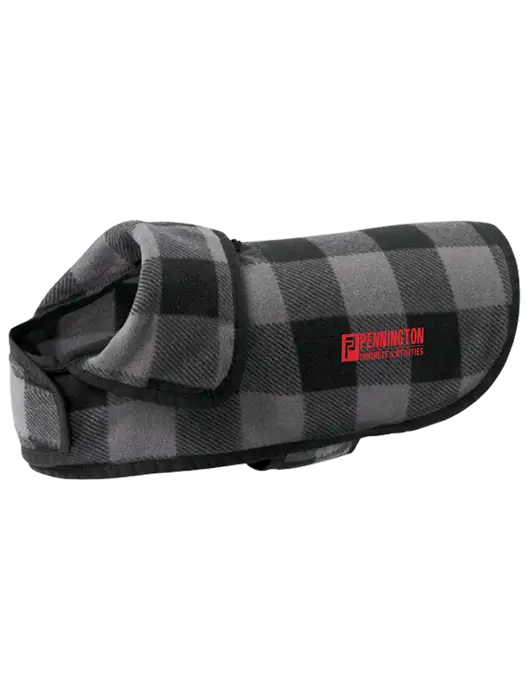 Pawsh Buffalo Grey/Black Check Pet Fleece Jacket w/Pennington Logo