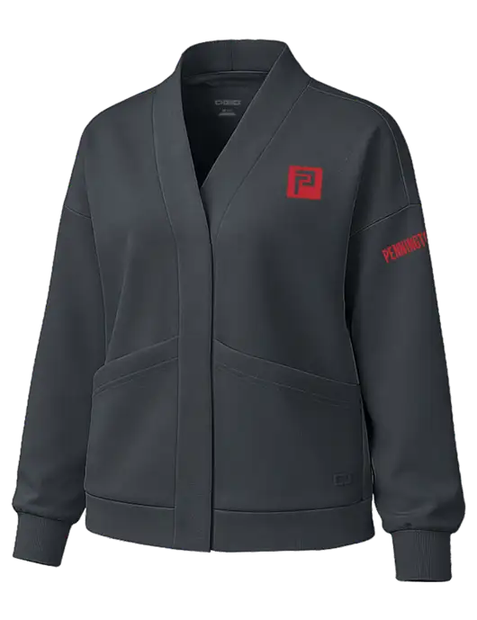 OGIO Womens Transcend Dark Grey Cardigan w/Pennington Icon Logo, Pennington Logo